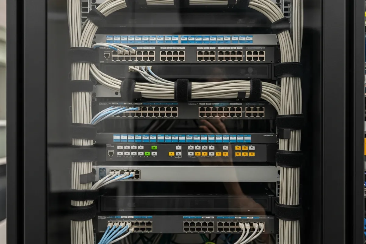 Completed network rack